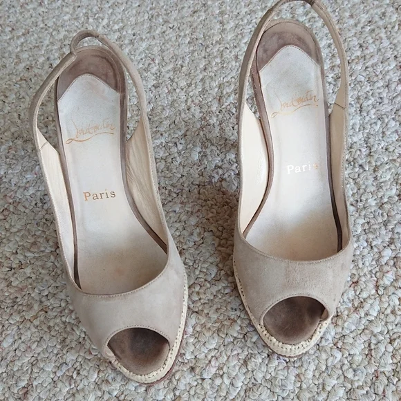 Christian Louboutin Tan Slingback Sandals
